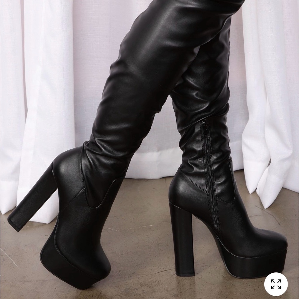 Fashion Nova Sleek Black Platform Boots